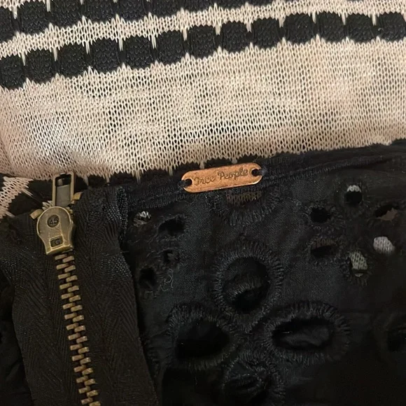 Free People Cream & Black Circular Patterned Blouse - Picture 3 of 3